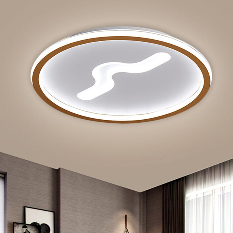 Modern LED 16"/19.5" W Flush Light with Metallic Shade Black/Gold Super Thin Ceiling Light Fixture in Warm/White Light - Clearhalo - 'Ceiling Lights' - 'Close To Ceiling Lights' - 'Close to ceiling' - 'Flush mount' - Lighting' - 1623517