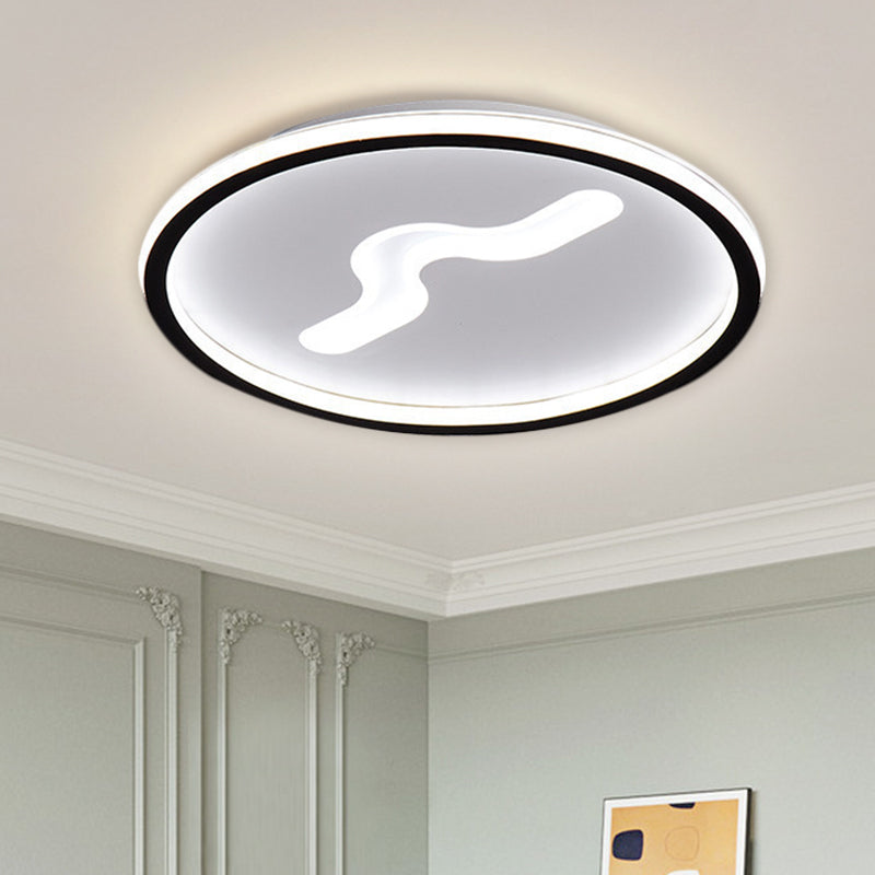 Modern LED 16"/19.5" W Flush Light with Metallic Shade Black/Gold Super Thin Ceiling Light Fixture in Warm/White Light - Clearhalo - 'Ceiling Lights' - 'Close To Ceiling Lights' - 'Close to ceiling' - 'Flush mount' - Lighting' - 1623522