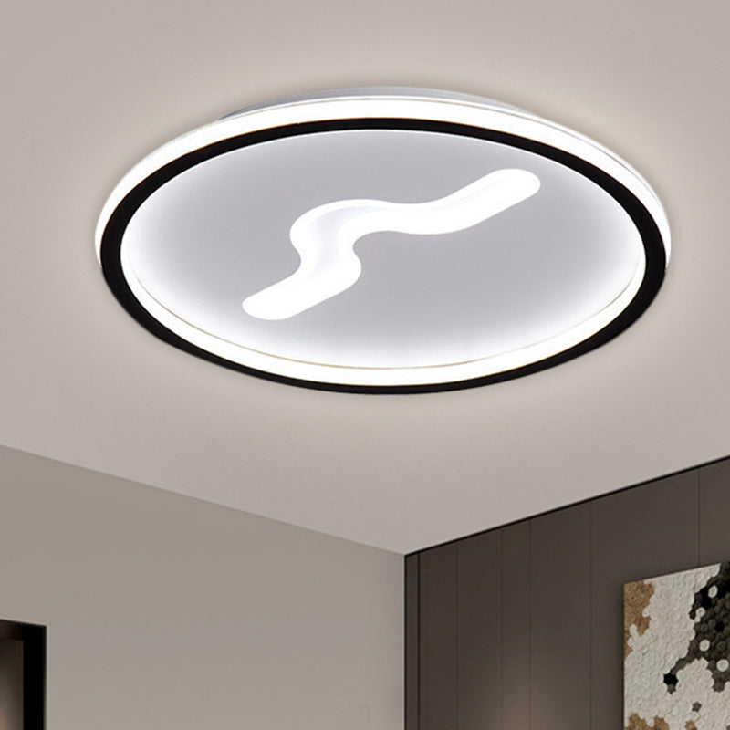 Modern LED 16"/19.5" W Flush Light with Metallic Shade Black/Gold Super Thin Ceiling Light Fixture in Warm/White Light - Clearhalo - 'Ceiling Lights' - 'Close To Ceiling Lights' - 'Close to ceiling' - 'Flush mount' - Lighting' - 1623523