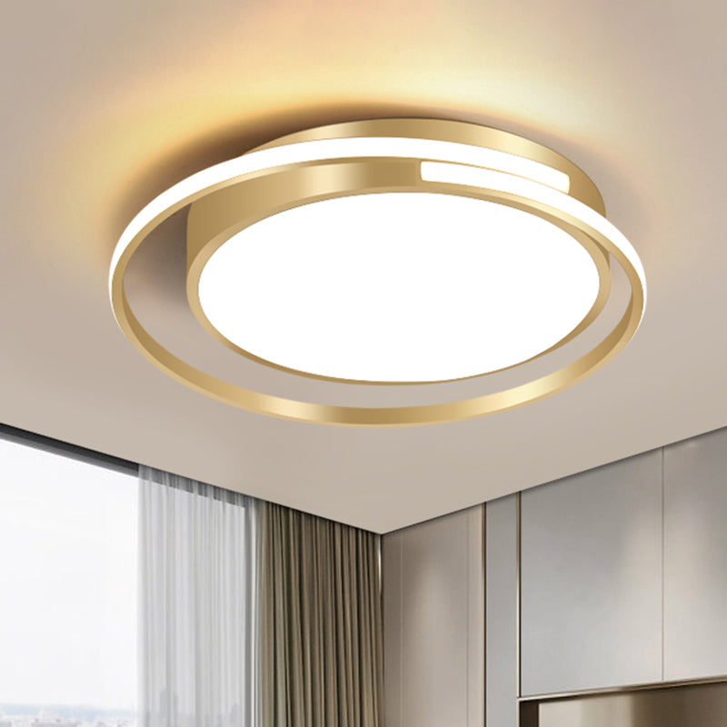 Metal Drum Flush Mount Lamp Contemporary LED Flush Ceiling Light in Gold for Bedroom, 16.5"/20.5"/25.5" W (The customization will be 7 days) - Gold - Clearhalo - 'Ceiling Lights' - 'Close To Ceiling Lights' - 'Close to ceiling' - 'Flush mount' - Lighting' - 1623525