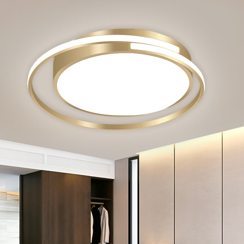 Metal Drum Flush Mount Lamp Contemporary LED Flush Ceiling Light in Gold for Bedroom, 16.5"/20.5"/25.5" W (The customization will be 7 days) - Clearhalo - 'Ceiling Lights' - 'Close To Ceiling Lights' - 'Close to ceiling' - 'Flush mount' - Lighting' - 1623526