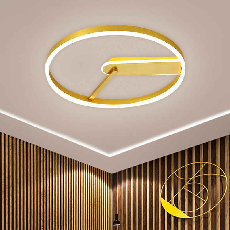Simplicity LED Flush Mount Lamp Gold Round Ceiling Flush with Metallic Shade in Warm/White Light, 16"/19.5" Wide Gold Clearhalo 'Ceiling Lights' 'Close To Ceiling Lights' 'Close to ceiling' 'Flush mount' Lighting' 1623541