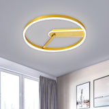 Simplicity LED Flush Mount Lamp Gold Round Ceiling Flush with Metallic Shade in Warm/White Light, 16"/19.5" Wide Clearhalo 'Ceiling Lights' 'Close To Ceiling Lights' 'Close to ceiling' 'Flush mount' Lighting' 1623542