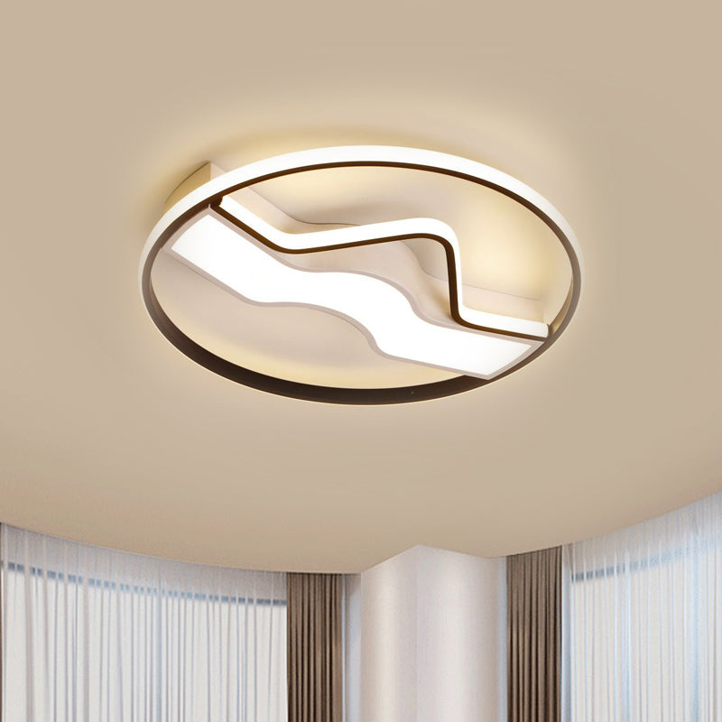 LED Restaurant Close to Ceiling Lamp Minimalist Black Flush Mount Light with Round Metallic Shade, 16"/19.5" Wide - Clearhalo - 'Ceiling Lights' - 'Close To Ceiling Lights' - 'Close to ceiling' - 'Flush mount' - Lighting' - 1623547