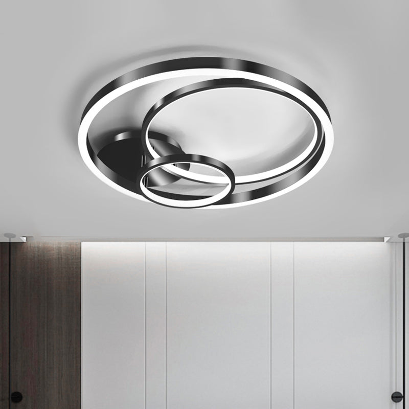 18"/21.5" Wide Rings Semi Flush Contemporary Metallic LED Black Flush Ceiling Light for Bedroom (The customization will be 7 days) Clearhalo 'Ceiling Lights' 'Close To Ceiling Lights' 'Close to ceiling' 'Semi-flushmount' Lighting' 1623565