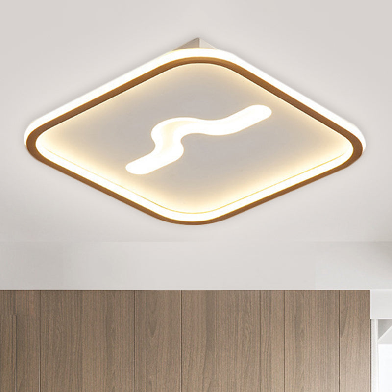 Nordic 16"/19.5" W LED Flush Mount Lamp with Metal Shade Black/ Gold Square Flush Ceiling Light, Warm/White Light