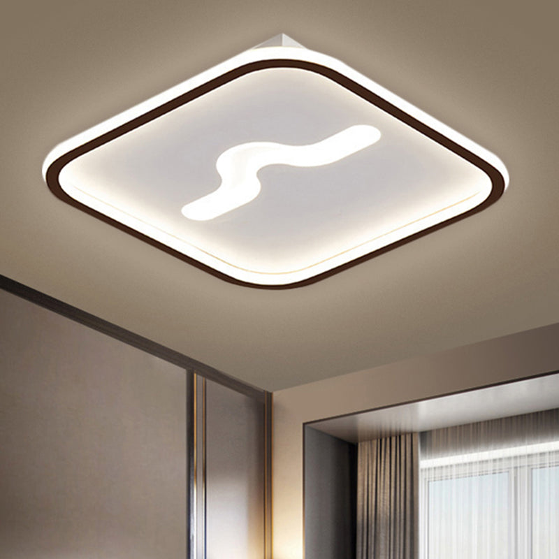 Nordic 16"/19.5" W LED Flush Mount Lamp with Metal Shade Black/ Gold Square Flush Ceiling Light, Warm/White Light
