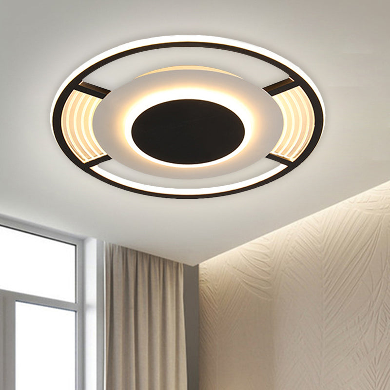 Acrylic Round Close to Ceiling Lamp Contemporary LED Black/Gold Flush Mount in Warm/White/3 Color Light Black Clearhalo 'Ceiling Lights' 'Close To Ceiling Lights' 'Close to ceiling' 'Flush mount' Lighting' 1623592