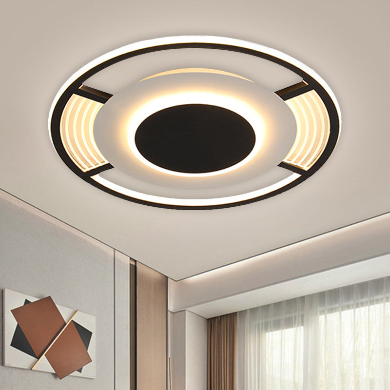 Acrylic Round Close to Ceiling Lamp Contemporary LED Black/Gold Flush Mount in Warm/White/3 Color Light Clearhalo 'Ceiling Lights' 'Close To Ceiling Lights' 'Close to ceiling' 'Flush mount' Lighting' 1623593