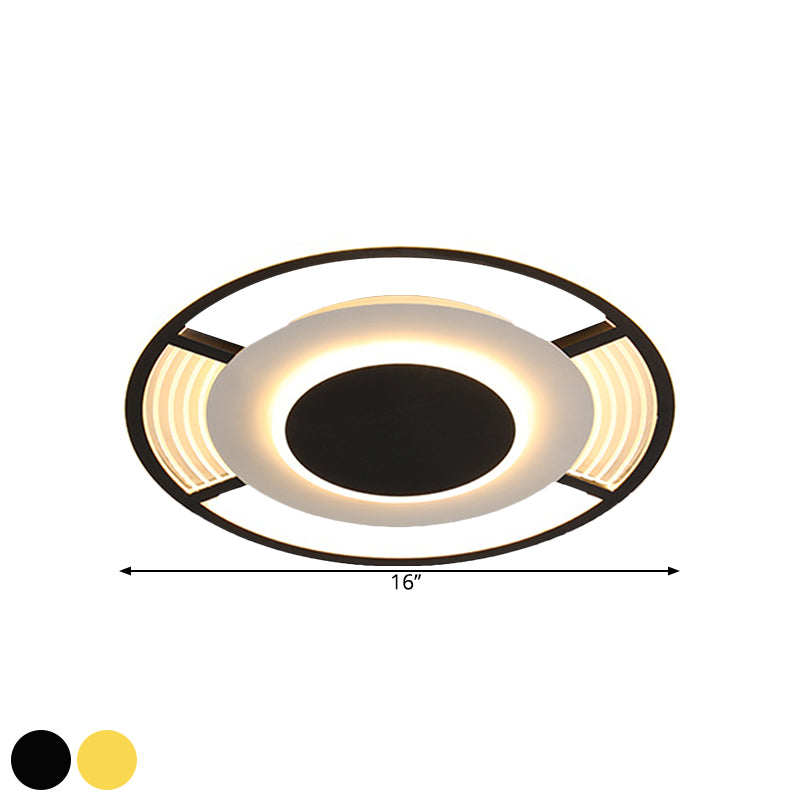 Acrylic Round Close to Ceiling Lamp Contemporary LED Black/Gold Flush Mount in Warm/White/3 Color Light Clearhalo 'Ceiling Lights' 'Close To Ceiling Lights' 'Close to ceiling' 'Flush mount' Lighting' 1623595