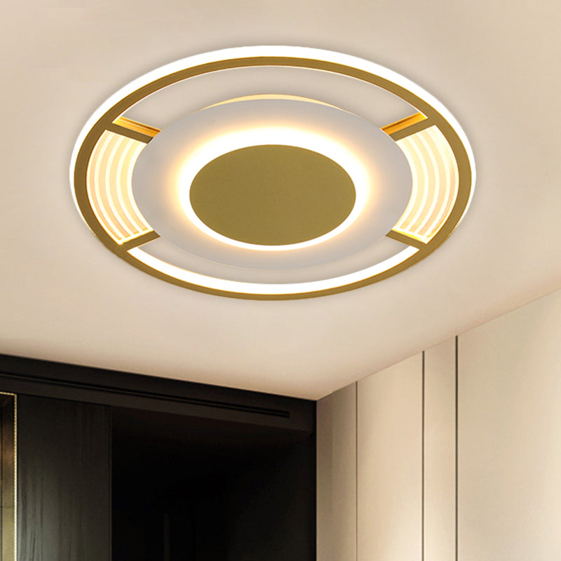 Acrylic Round Close to Ceiling Lamp Contemporary LED Black/Gold Flush Mount in Warm/White/3 Color Light Clearhalo 'Ceiling Lights' 'Close To Ceiling Lights' 'Close to ceiling' 'Flush mount' Lighting' 1623598