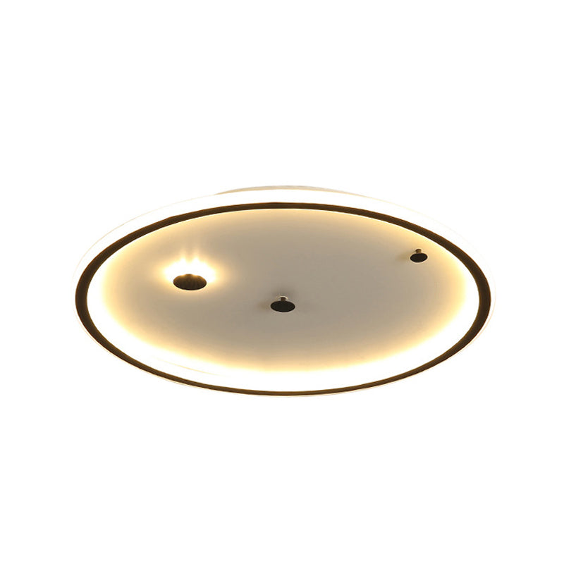 12"/16"/19.5" W LED Bedroom Flushmount Minimalism Black Close to Ceiling Lamp with Round Acrylic Shade in Warm/White Light Clearhalo 'Ceiling Lights' 'Close To Ceiling Lights' 'Close to ceiling' 'Flush mount' Lighting' 1623602