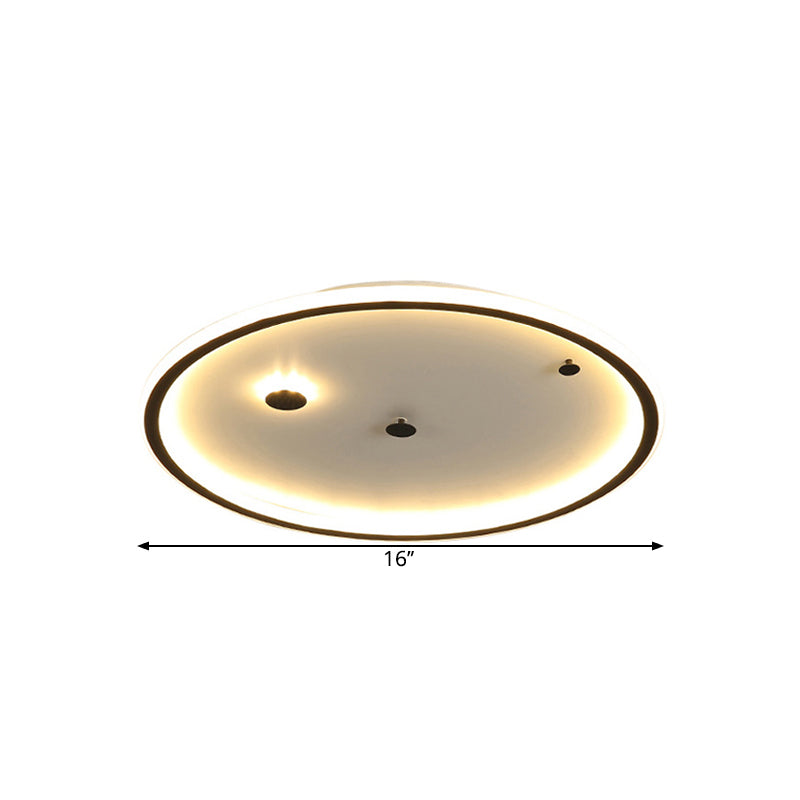 12"/16"/19.5" W LED Bedroom Flushmount Minimalism Black Close to Ceiling Lamp with Round Acrylic Shade in Warm/White Light Clearhalo 'Ceiling Lights' 'Close To Ceiling Lights' 'Close to ceiling' 'Flush mount' Lighting' 1623604