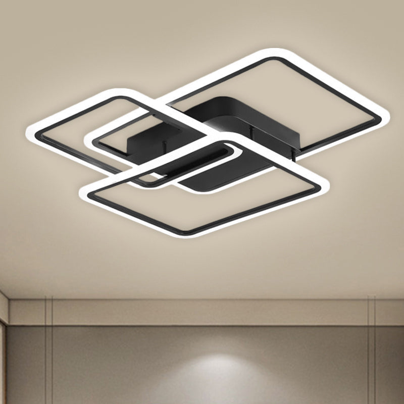Rectangle and Square Bedroom Flush Mount Metallic LED Modernism Flushmount Lighting in Black (The customization will be 7 days) - Clearhalo - 'Ceiling Lights' - 'Close To Ceiling Lights' - 'Close to ceiling' - 'Flush mount' - Lighting' - 1623626