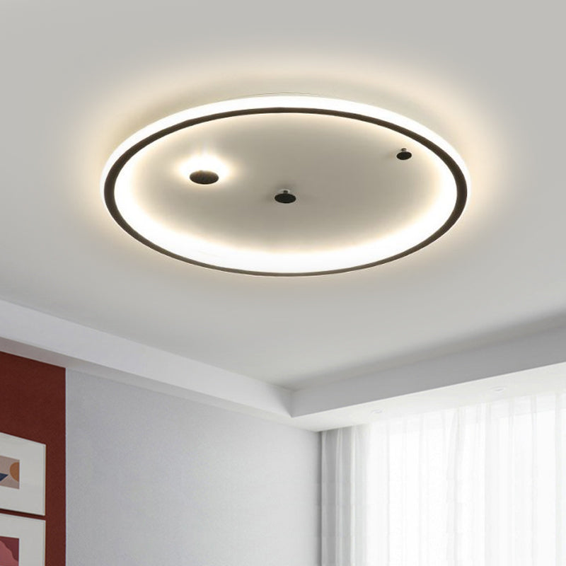 16"/19.5" W Simple LED Flushmount Black/Gold Round Ceiling Lamp Fixture with Acrylic Shade in Warm/White Light Black Clearhalo 'Ceiling Lights' 'Close To Ceiling Lights' 'Close to ceiling' 'Flush mount' Lighting' 1623633