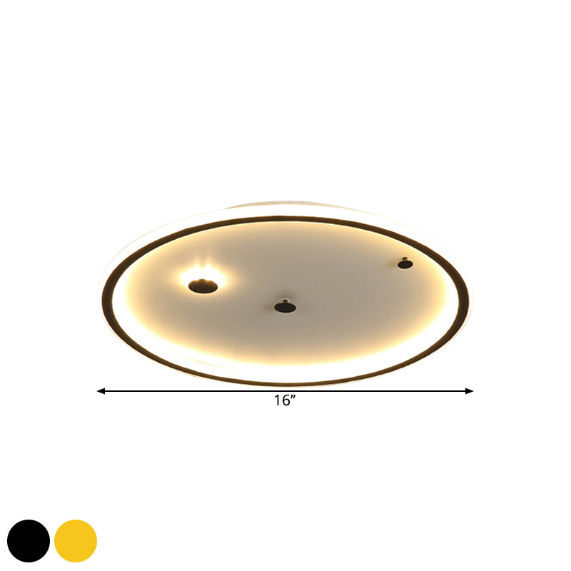 16"/19.5" W Simple LED Flushmount Black/Gold Round Ceiling Lamp Fixture with Acrylic Shade in Warm/White Light Clearhalo 'Ceiling Lights' 'Close To Ceiling Lights' 'Close to ceiling' 'Flush mount' Lighting' 1623636