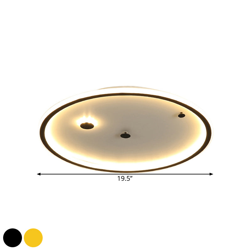 16"/19.5" W Simple LED Flushmount Black/Gold Round Ceiling Lamp Fixture with Acrylic Shade in Warm/White Light Clearhalo 'Ceiling Lights' 'Close To Ceiling Lights' 'Close to ceiling' 'Flush mount' Lighting' 1623637