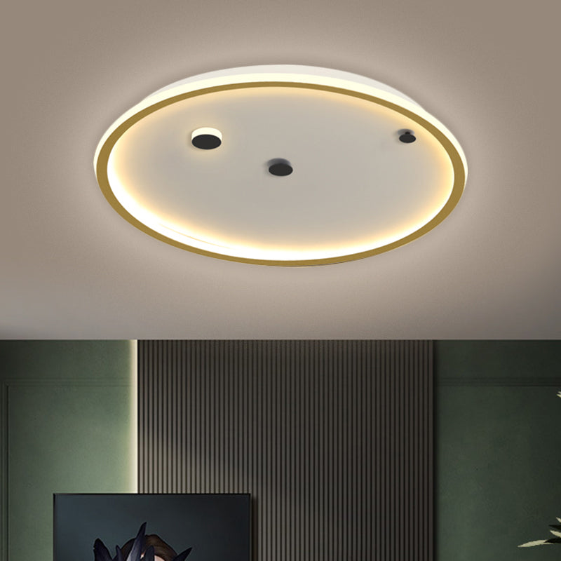 16"/19.5" W Simple LED Flushmount Black/Gold Round Ceiling Lamp Fixture with Acrylic Shade in Warm/White Light Clearhalo 'Ceiling Lights' 'Close To Ceiling Lights' 'Close to ceiling' 'Flush mount' Lighting' 1623639