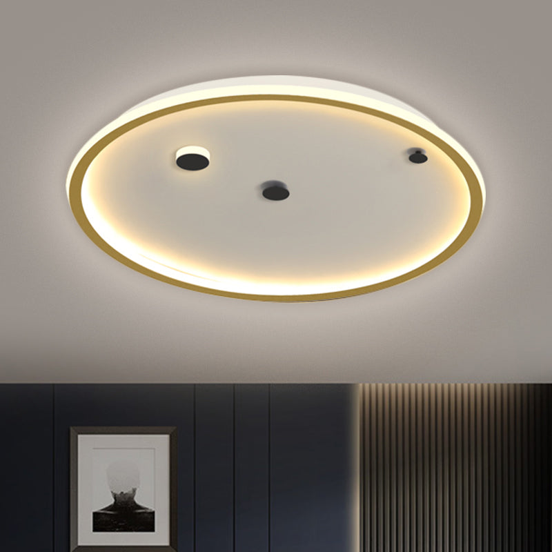 16"/19.5" W Simple LED Flushmount Black/Gold Round Ceiling Lamp Fixture with Acrylic Shade in Warm/White Light Clearhalo 'Ceiling Lights' 'Close To Ceiling Lights' 'Close to ceiling' 'Flush mount' Lighting' 1623640