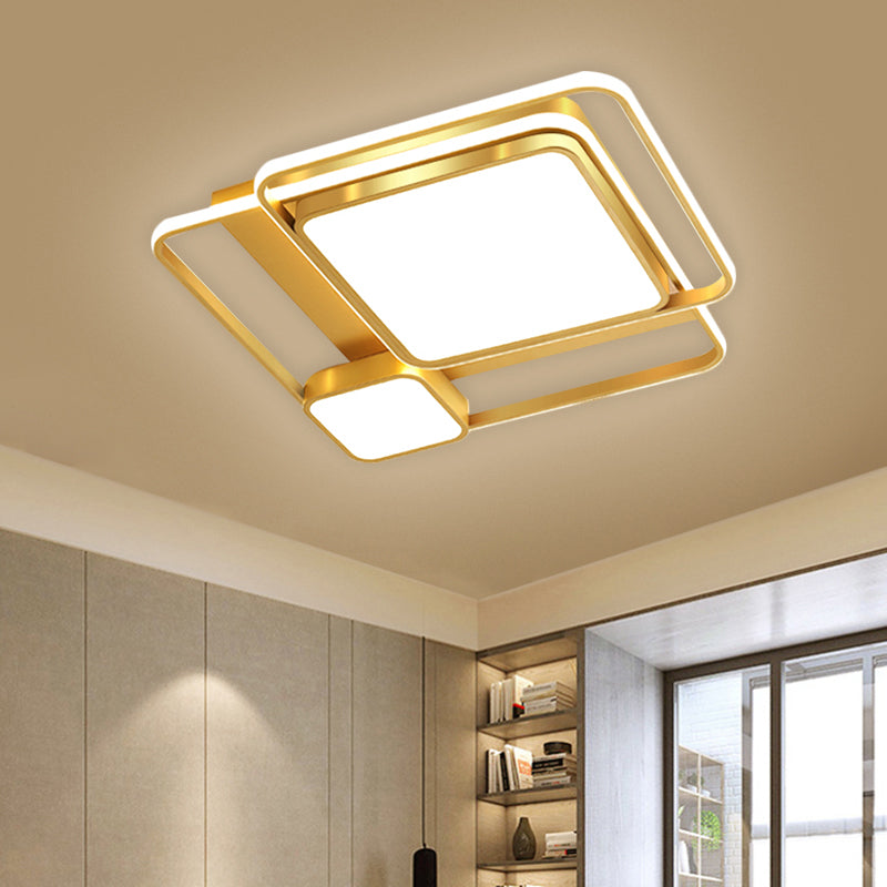 Metal Rectangular Ceiling Light Fixture Modern LED Flush Mount Lighting in Gold, 21"/23.5" Width (The customization will be 7 days) - Gold - Clearhalo - 'Ceiling Lights' - 'Close To Ceiling Lights' - 'Close to ceiling' - 'Flush mount' - Lighting' - 1623648