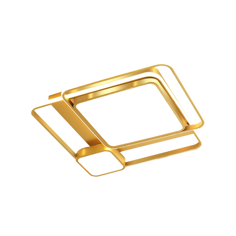 Metal Rectangular Ceiling Light Fixture Modern LED Flush Mount Lighting in Gold, 21"/23.5" Width (The customization will be 7 days) - Clearhalo - 'Ceiling Lights' - 'Close To Ceiling Lights' - 'Close to ceiling' - 'Flush mount' - Lighting' - 1623650