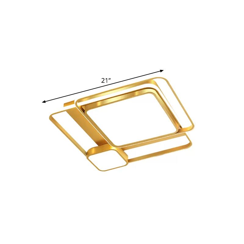 Metal Rectangular Ceiling Light Fixture Modern LED Flush Mount Lighting in Gold, 21"/23.5" Width (The customization will be 7 days) - Clearhalo - 'Ceiling Lights' - 'Close To Ceiling Lights' - 'Close to ceiling' - 'Flush mount' - Lighting' - 1623651