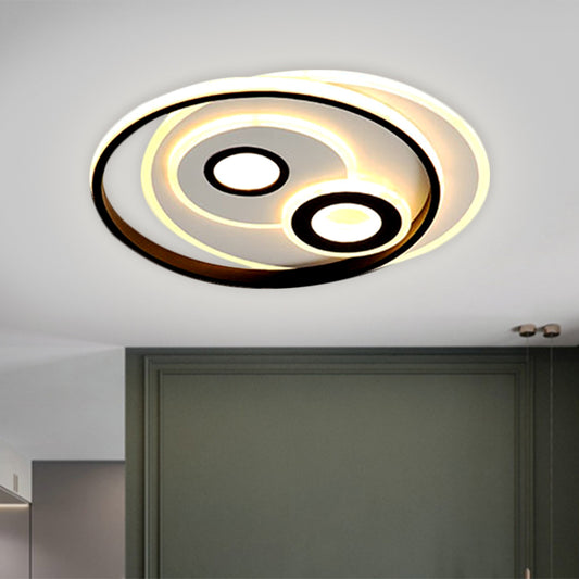 Modernist LED Flush Mount Fixture Black Circular Ceiling Lamp with Metal Shade in Warm/White Light, 16.5"/20.5" W Black Clearhalo 'Ceiling Lights' 'Close To Ceiling Lights' 'Close to ceiling' 'Flush mount' Lighting' 1623668