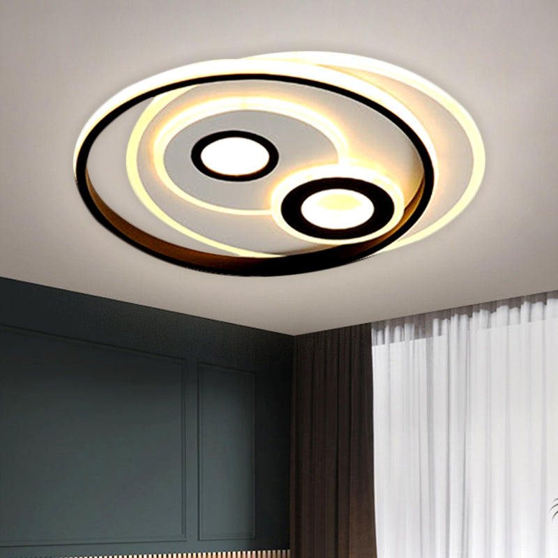 Modernist LED Flush Mount Fixture Black Circular Ceiling Lamp with Metal Shade in Warm/White Light, 16.5"/20.5" W Clearhalo 'Ceiling Lights' 'Close To Ceiling Lights' 'Close to ceiling' 'Flush mount' Lighting' 1623669