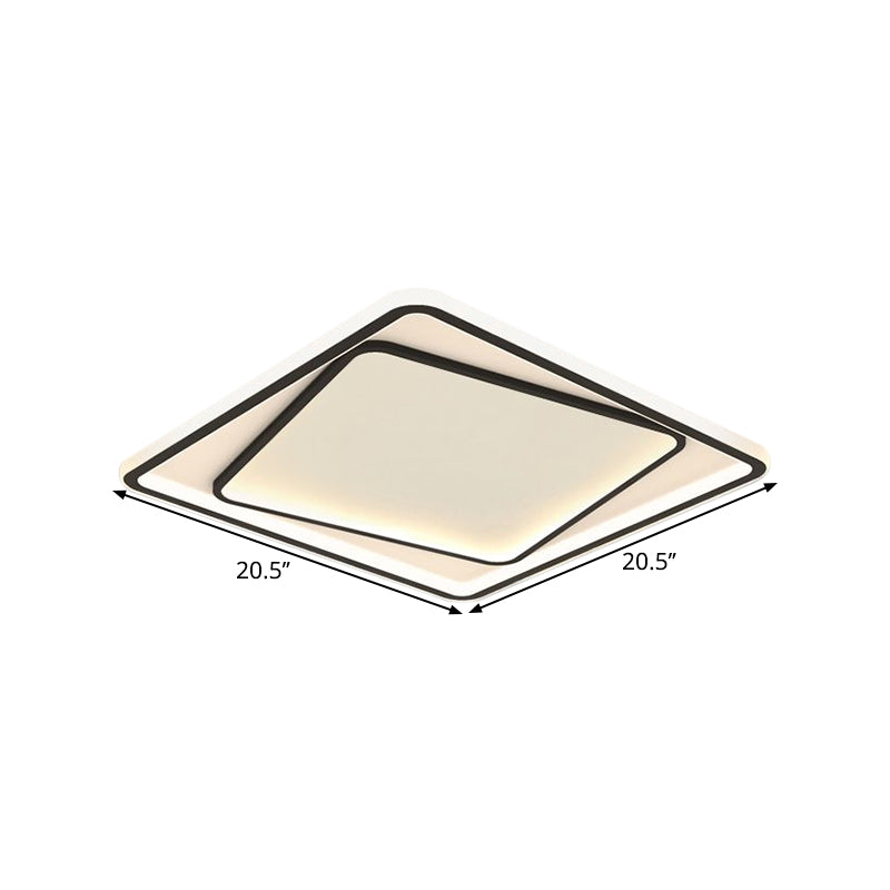 Minimalism Square Flush Light Metal LED Bedroom Flush Mount Lighting in Black, 16.5"/20.5" Width (The customization will be 7 days) Clearhalo 'Ceiling Lights' 'Close To Ceiling Lights' 'Close to ceiling' 'Flush mount' Lighting' 1623677