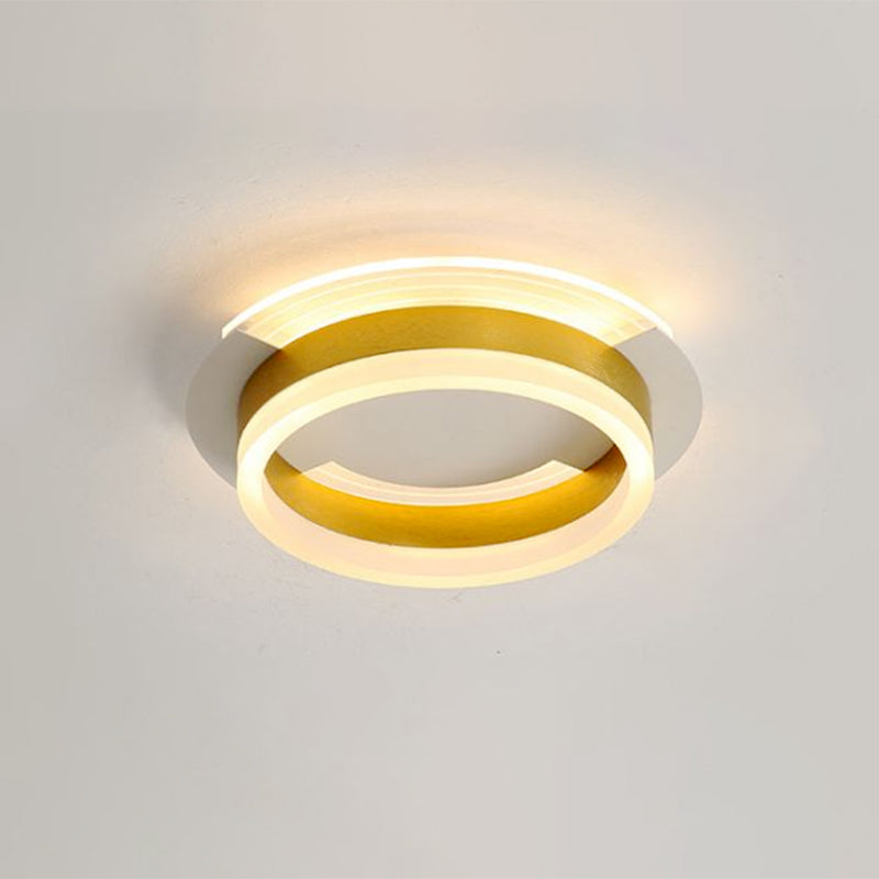 Circular Corridor Ceiling Fixture Metallic LED Contemporary Flushmount Lighting in Gold, Warm/White Light Clearhalo 'Ceiling Lights' 'Close To Ceiling Lights' 'Close to ceiling' 'Flush mount' Lighting' 1623679