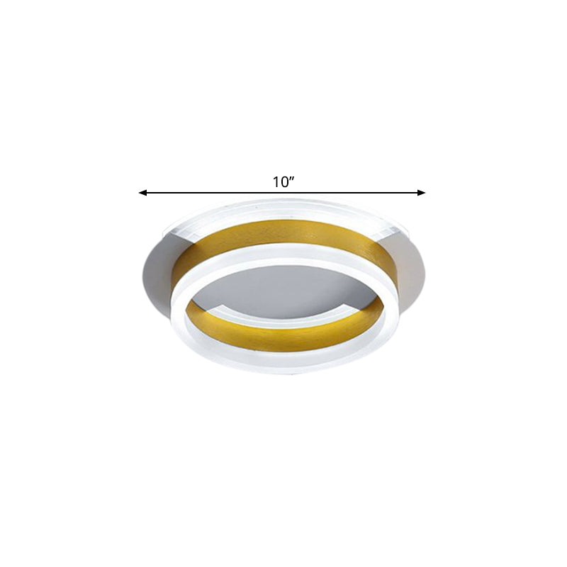 Circular Corridor Ceiling Fixture Metallic LED Contemporary Flushmount Lighting in Gold, Warm/White Light Clearhalo 'Ceiling Lights' 'Close To Ceiling Lights' 'Close to ceiling' 'Flush mount' Lighting' 1623681