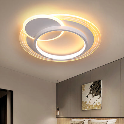 Metallic Round Ceiling Flush Mount Minimalism LED White Flush Lamp in Warm/White Light, 16.5"/20.5" Wide White Clearhalo 'Ceiling Lights' 'Close To Ceiling Lights' 'Close to ceiling' 'Flush mount' Lighting' 1623696