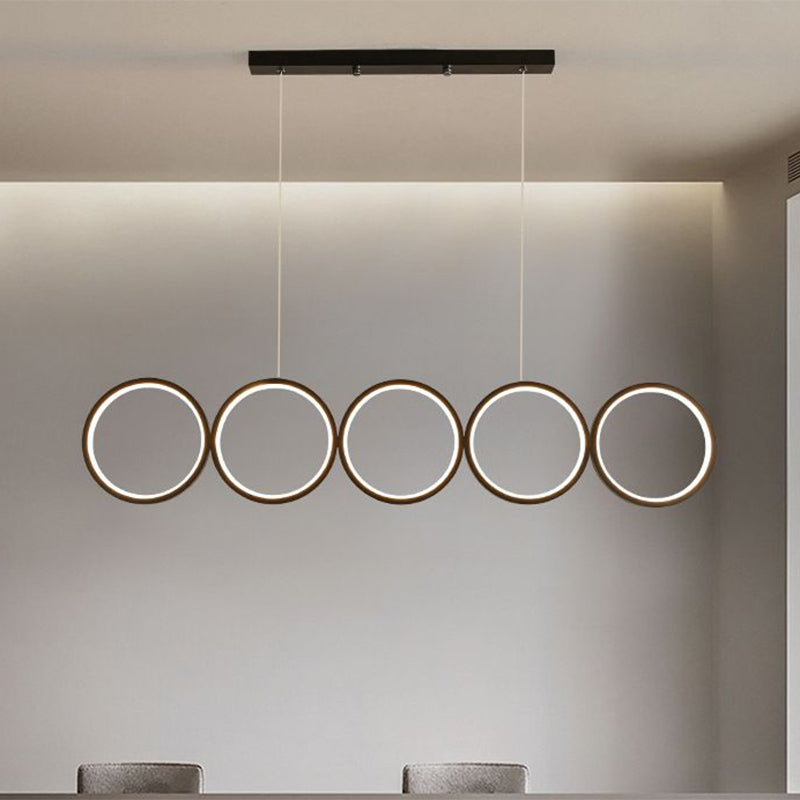 31.5"/39.5" W Rings Suspension Lamp Minimalist Metallic LED Black Island Lighting Ideas in Warm/White Light Clearhalo 'Ceiling Lights' 'Island Lights' Lighting' 1623702
