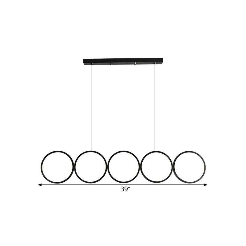 31.5"/39.5" W Rings Suspension Lamp Minimalist Metallic LED Black Island Lighting Ideas in Warm/White Light Clearhalo 'Ceiling Lights' 'Island Lights' Lighting' 1623704