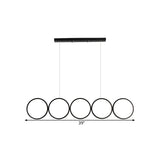 31.5"/39.5" W Rings Suspension Lamp Minimalist Metallic LED Black Island Lighting Ideas in Warm/White Light Clearhalo 'Ceiling Lights' 'Island Lights' Lighting' 1623704
