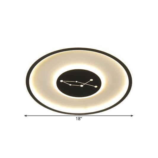 Circular Ceiling Lamp Fixture Simple Acrylic Sleeping Room LED Flush Mount Lamp in Black, Warm/White/3 Color Light Clearhalo 'Ceiling Lights' 'Close To Ceiling Lights' 'Close to ceiling' 'Flush mount' Lighting' 1623742