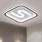 16"/19.5" W Metal Square Flush Light Modern Black/Gold LED Flush Mount Fixture in Warm/White Light with S Shaped Clearhalo 'Ceiling Lights' 'Close To Ceiling Lights' 'Close to ceiling' 'Flush mount' Lighting' 1623749