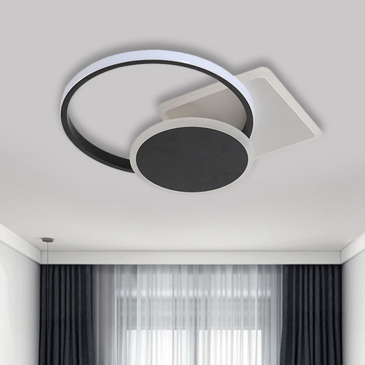 Acrylic Circular and Square Flush Mount Simple Style LED Black Ceiling Lamp in Warm/White Light, 16.5"/20.5" Width Clearhalo 'Ceiling Lights' 'Close To Ceiling Lights' 'Close to ceiling' 'Semi-flushmount' Lighting' 1623758