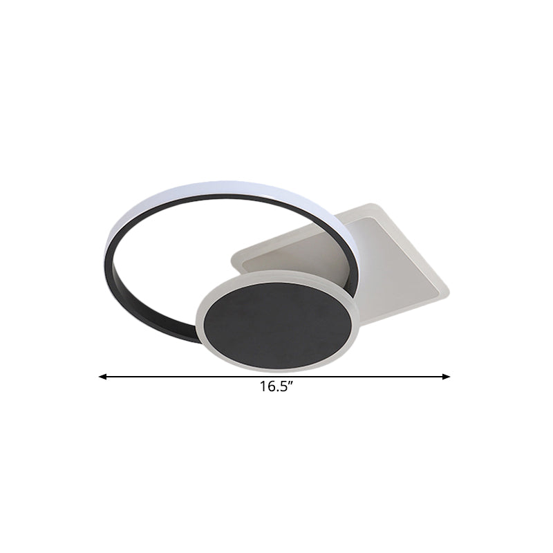 Acrylic Circular and Square Flush Mount Simple Style LED Black Ceiling Lamp in Warm/White Light, 16.5"/20.5" Width Clearhalo 'Ceiling Lights' 'Close To Ceiling Lights' 'Close to ceiling' 'Semi-flushmount' Lighting' 1623760