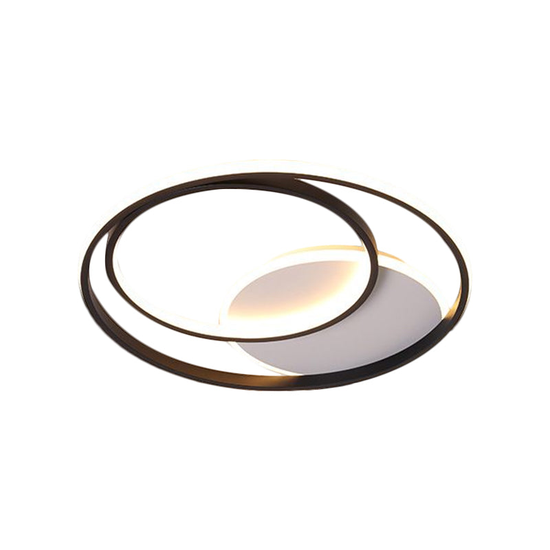 18"/21.5" W Simple Round Flushmount Metallic Sleeping Room LED Ceiling Lamp Fixture in Black, Warm/White Light Clearhalo 'Ceiling Lights' 'Close To Ceiling Lights' 'Close to ceiling' 'Flush mount' Lighting' 1623793