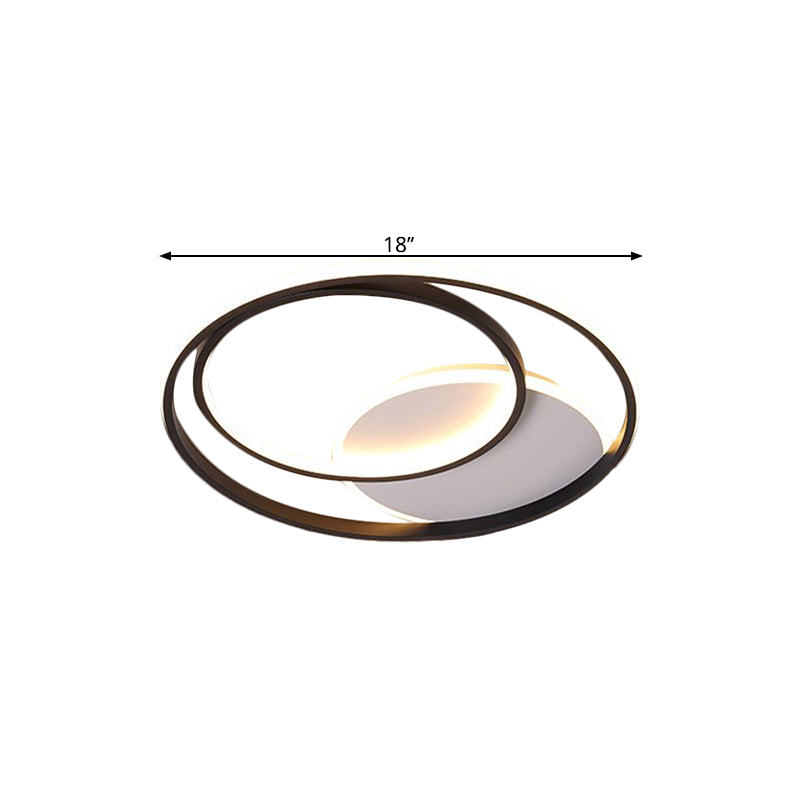 18"/21.5" W Simple Round Flushmount Metallic Sleeping Room LED Ceiling Lamp Fixture in Black, Warm/White Light Clearhalo 'Ceiling Lights' 'Close To Ceiling Lights' 'Close to ceiling' 'Flush mount' Lighting' 1623794