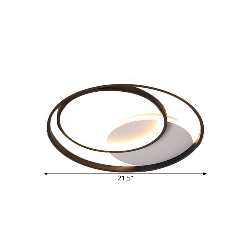 18"/21.5" W Simple Round Flushmount Metallic Sleeping Room LED Ceiling Lamp Fixture in Black, Warm/White Light Clearhalo 'Ceiling Lights' 'Close To Ceiling Lights' 'Close to ceiling' 'Flush mount' Lighting' 1623795