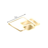 Square Flush Mount Lamp Modernist Metallic LED Gold Ceiling Fixture in Warm/White Light, 16.5"/20.5" Wide Clearhalo 'Ceiling Lights' 'Close To Ceiling Lights' 'Close to ceiling' 'Flush mount' Lighting' 1623803