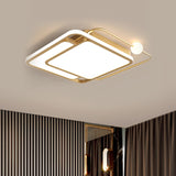 Gold Square LED Ceiling Mounted Fixture Simple Style Flush Lamp in Warm/White Light, 16.5"/20.5" Width
