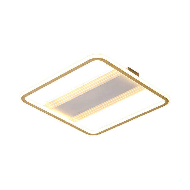 16.5"/20.5" W Modern LED Semi Flush Gold Squared Ceiling Mounted Fixture with Acrylic Shade in Warm/White Light Clearhalo 'Ceiling Lights' 'Close To Ceiling Lights' 'Close to ceiling' 'Flush mount' Lighting' 1623825