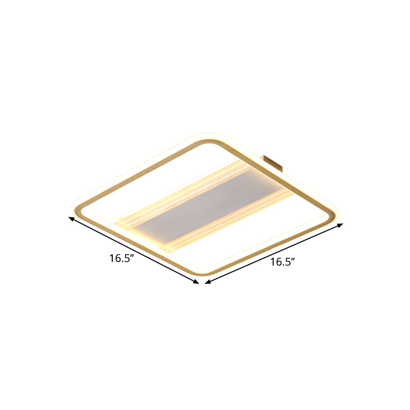 16.5"/20.5" W Modern LED Semi Flush Gold Squared Ceiling Mounted Fixture with Acrylic Shade in Warm/White Light Clearhalo 'Ceiling Lights' 'Close To Ceiling Lights' 'Close to ceiling' 'Flush mount' Lighting' 1623826