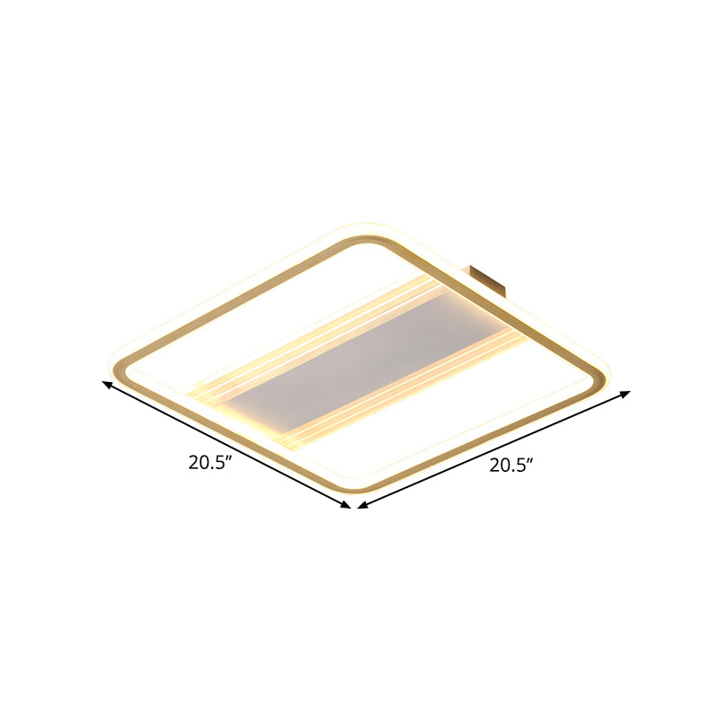 16.5"/20.5" W Modern LED Semi Flush Gold Squared Ceiling Mounted Fixture with Acrylic Shade in Warm/White Light Clearhalo 'Ceiling Lights' 'Close To Ceiling Lights' 'Close to ceiling' 'Flush mount' Lighting' 1623827