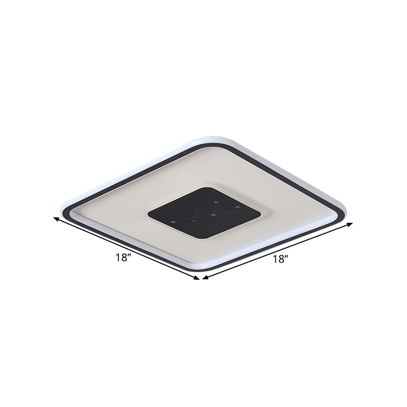 LED Bedroom Flush Mount Lighting Minimalism Black Ceiling Flush with Squared Acrylic Shade in Warm/White/3 Color Light - Clearhalo - 'Ceiling Lights' - 'Close To Ceiling Lights' - 'Close to ceiling' - 'Flush mount' - Lighting' - 1623831