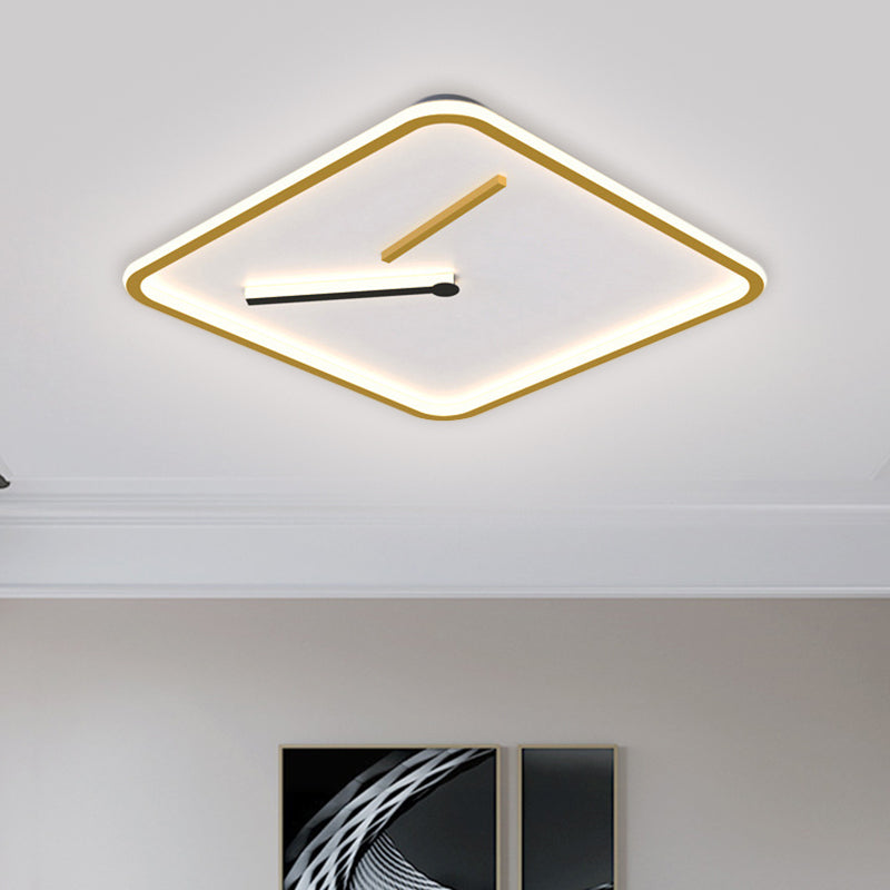 Acrylic Square LED Flush Mount Lamp Simplicity Black/Gold Close to Ceiling Lighting in Warm/White Light, 16"/19.5" Wide Clearhalo 'Ceiling Lights' 'Close To Ceiling Lights' 'Close to ceiling' 'Flush mount' Lighting' 1623833