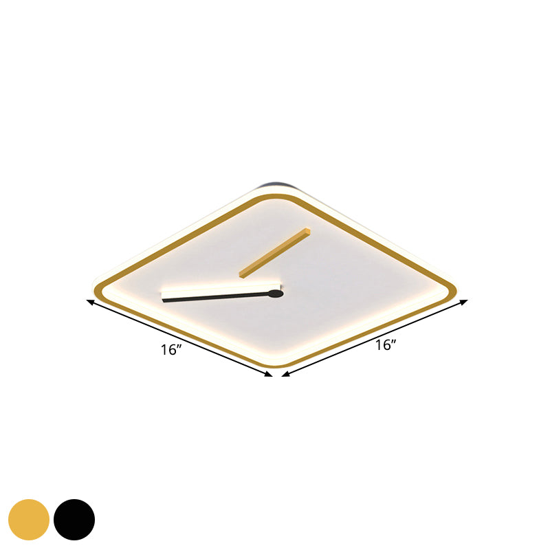 Acrylic Square LED Flush Mount Lamp Simplicity Black/Gold Close to Ceiling Lighting in Warm/White Light, 16"/19.5" Wide Clearhalo 'Ceiling Lights' 'Close To Ceiling Lights' 'Close to ceiling' 'Flush mount' Lighting' 1623835